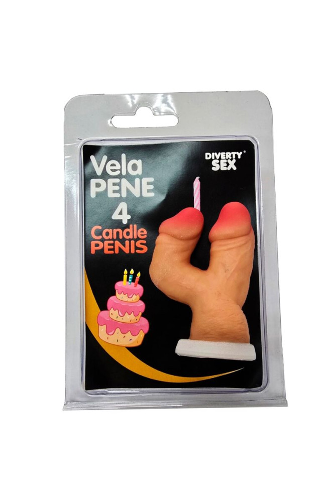DIABLO PICANTE - CANDELA A FORMA DI PENE NELLA FORMA DEL NUMERO 4 COLOR CARNE