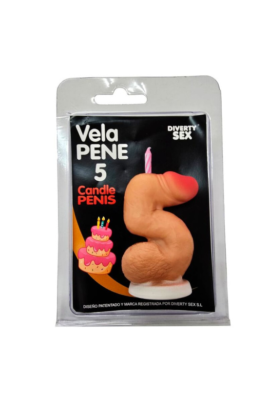 DIABLO PICANTE - CANDELA A FORMA DI PENE NELLA FORMA DEL NUMERO 5 COLORE CARNE