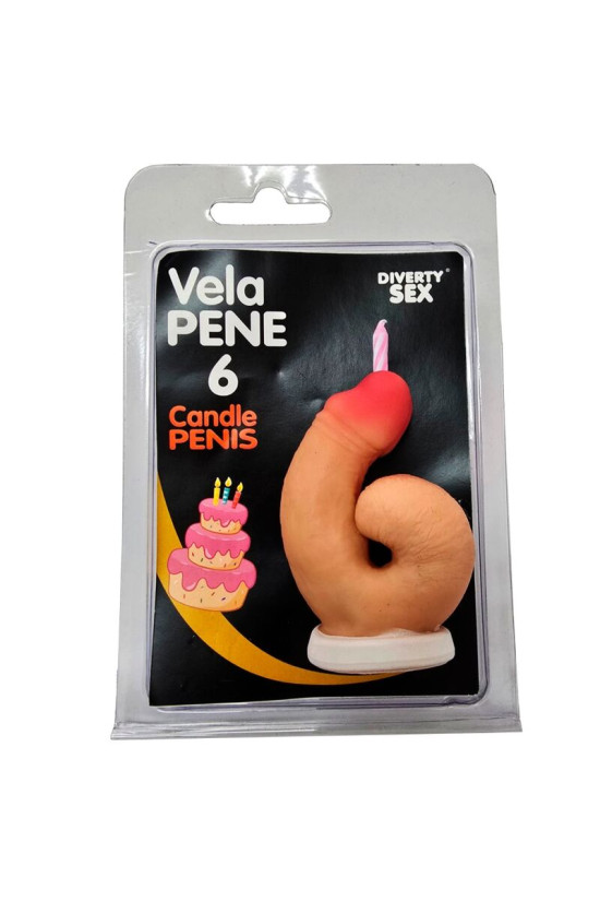 DIABLO PICANTE - CANDELA A FORMA DI PENE NELLA FORMA DEL NUMERO 6 COLOR CARNE