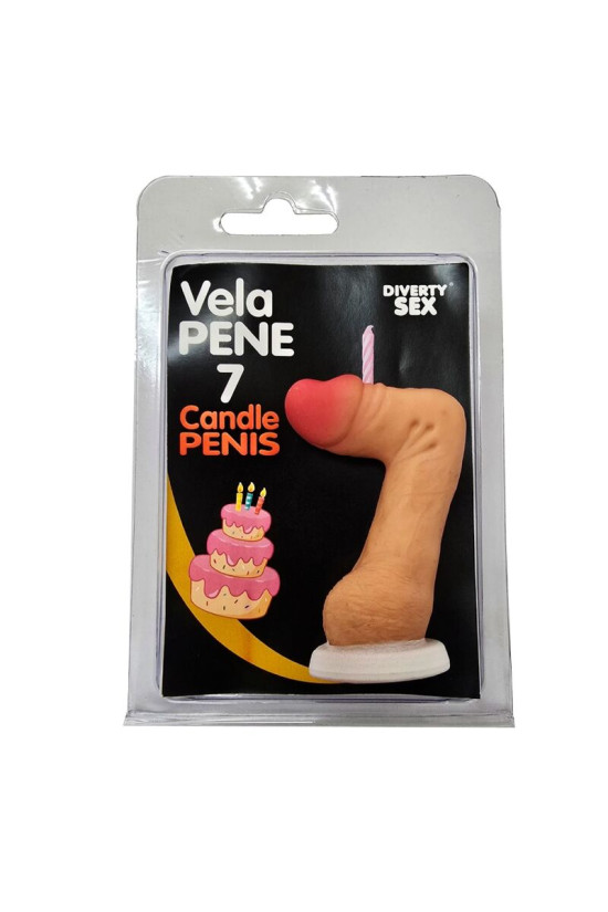 DIABLO PICANTE - CANDELA A FORMA DI PENE NELLA FORMA DEL NUMERO 7 COLORE CARNE