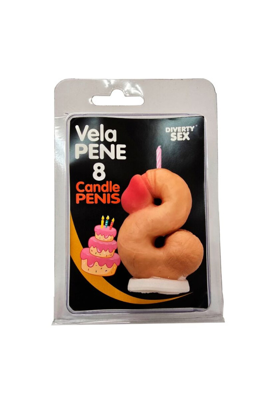 DIABLO PICANTE - CANDELA A FORMA DI PENE A FORMA DI NUMERO 8 COLORE CARNE