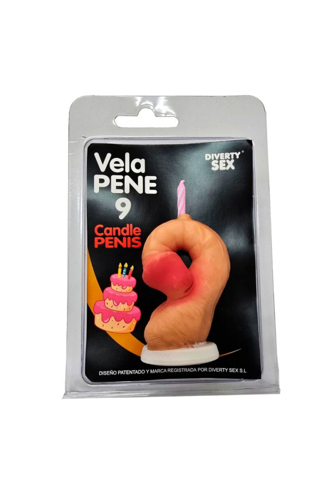 DIABLO PICANTE - CANDELA A FORMA DI PENE NELLA FORMA DEL NUMERO 9 COLORE CARNE