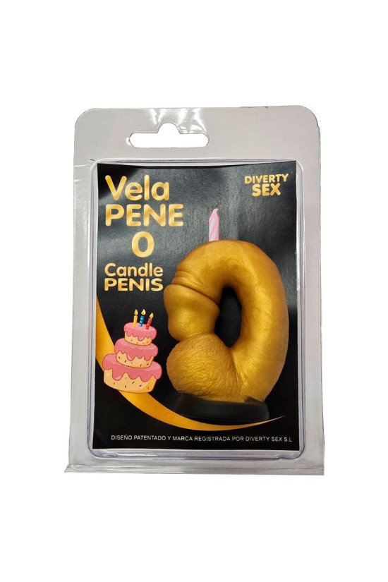 DIABLO PICANTE - CANDELA A FORMA DI PENE A FORMA DI NUMERO 0 COLORE ORO