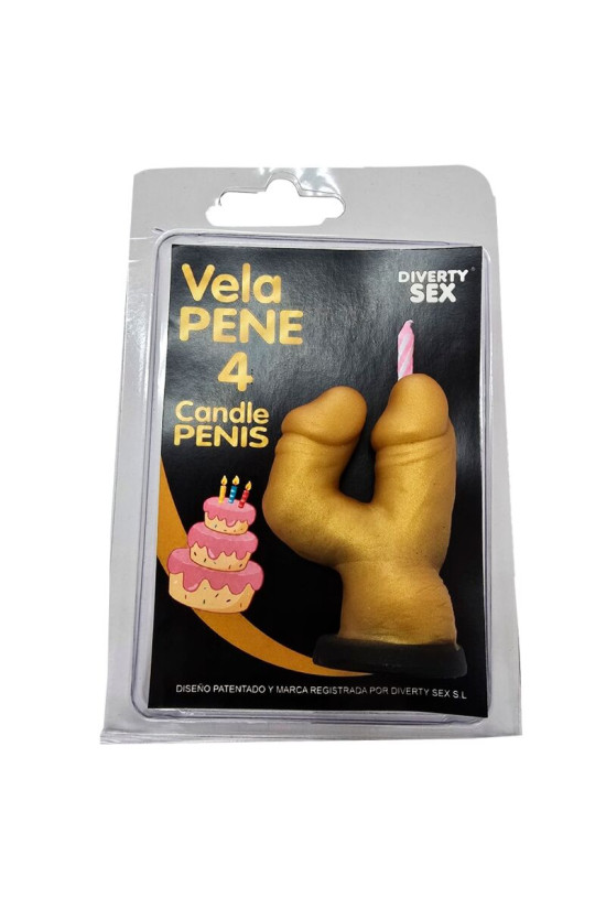 DIABLO PICANTE - CANDELA A FORMA DI PENE NELLA FORMA DEL NUMERO 4 COLORE ORO