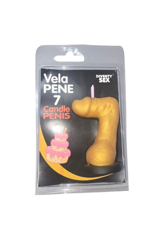 DIABLO PICANTE - CANDELA A FORMA DI PENE NELLA FORMA DEL NUMERO 7 COLORE ORO
