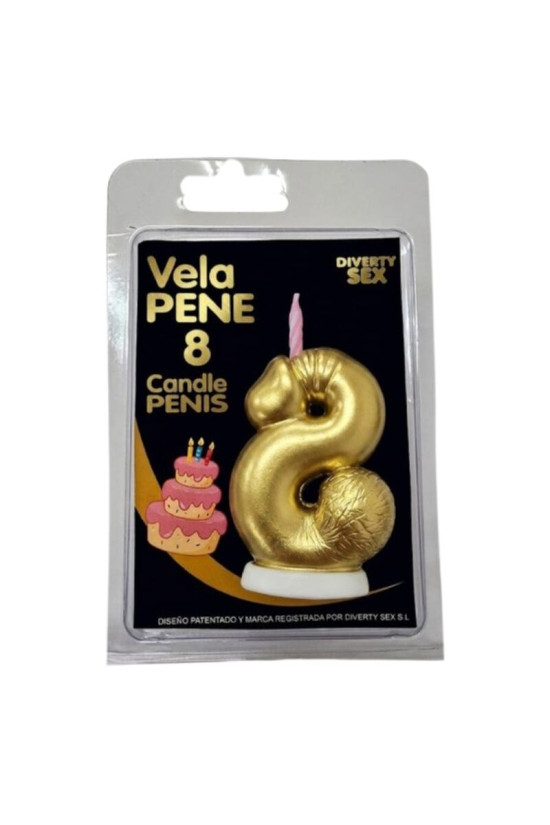 DIABLO PICANTE - CANDELA A FORMA DI PENE A FORMA DI NUMERO 8 COLORE ORO