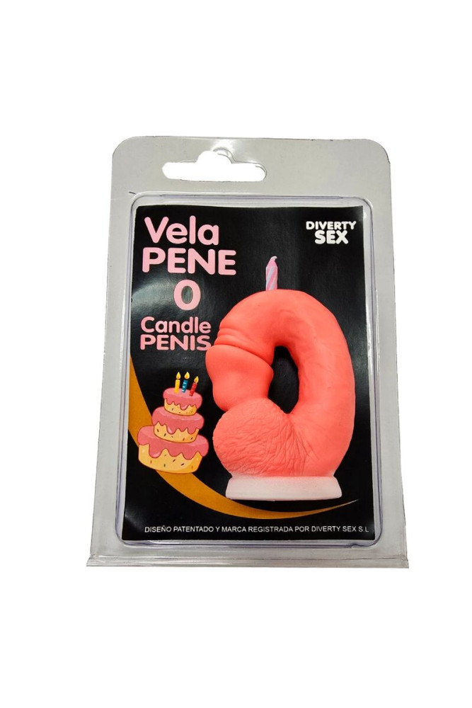 DIABLO PICANTE - CANDELA A FORMA DI PENE A FORMA DI NUMERO 0 COLORE ROSA