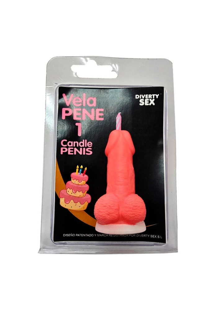 DIABLO PICANTE - CANDELA A FORMA DI PENE A FORMA DI NUMERO 1 COLORE ROSA