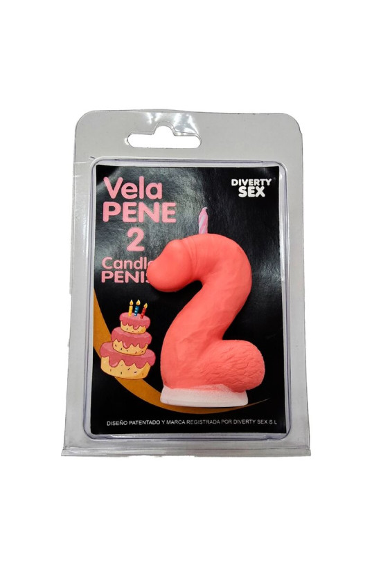 DIABLO PICANTE - CANDELA A FORMA DI PENE A FORMA DI NUMERO 2 COLORE ROSA