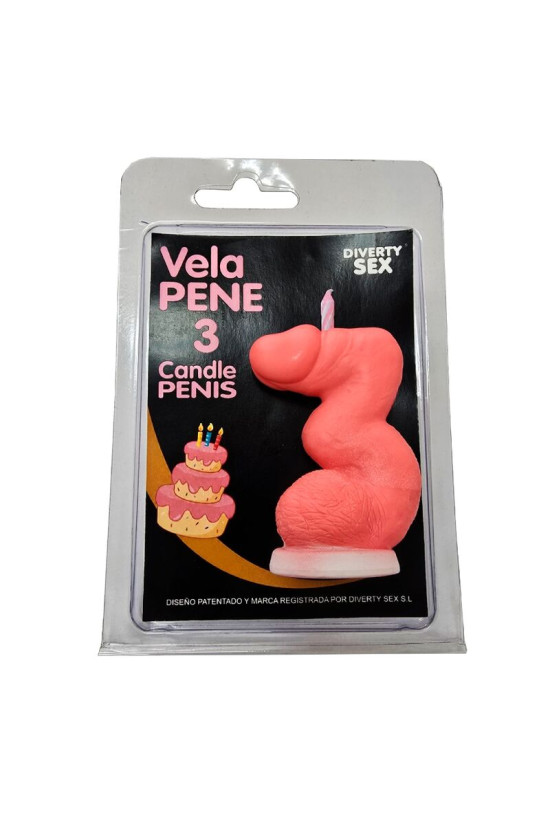 DIABLO PICANTE - CANDELA A FORMA DI PENE A FORMA DI NUMERO 3 COLORE ROSA