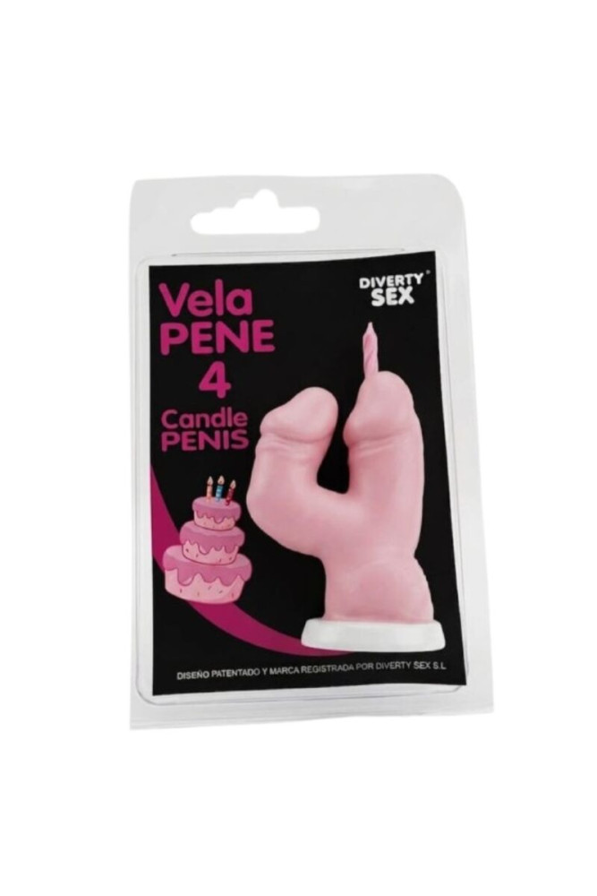 DIABLO PICANTE - CANDELA A FORMA DI PENE A FORMA DI NUMERO 4 COLORE ROSA