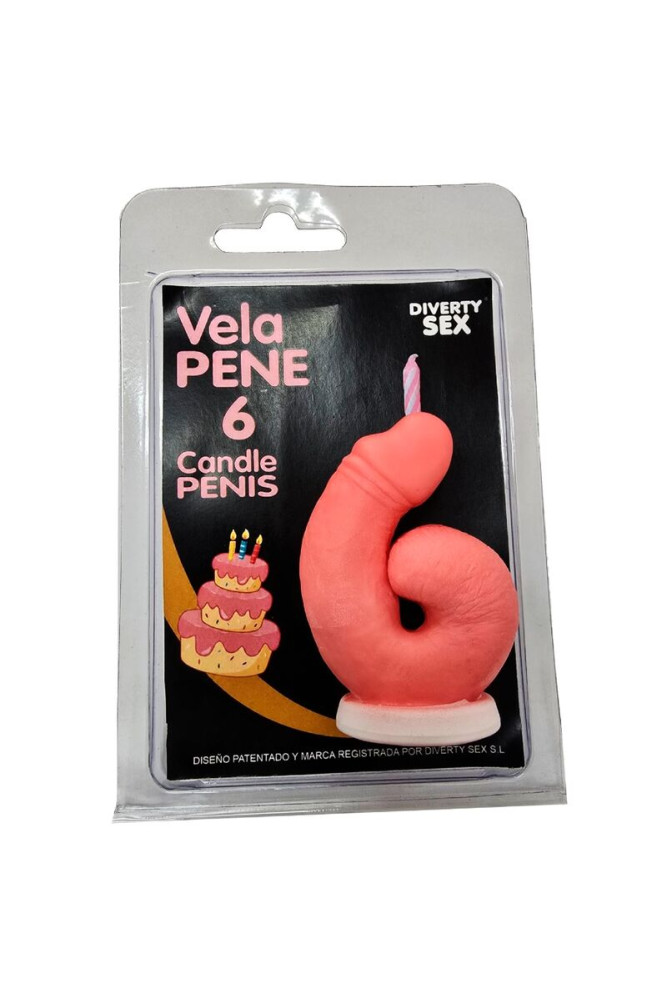 DIABLO PICANTE - CANDELA A FORMA DI PENE A FORMA DI NUMERO 6 COLORE ROSA