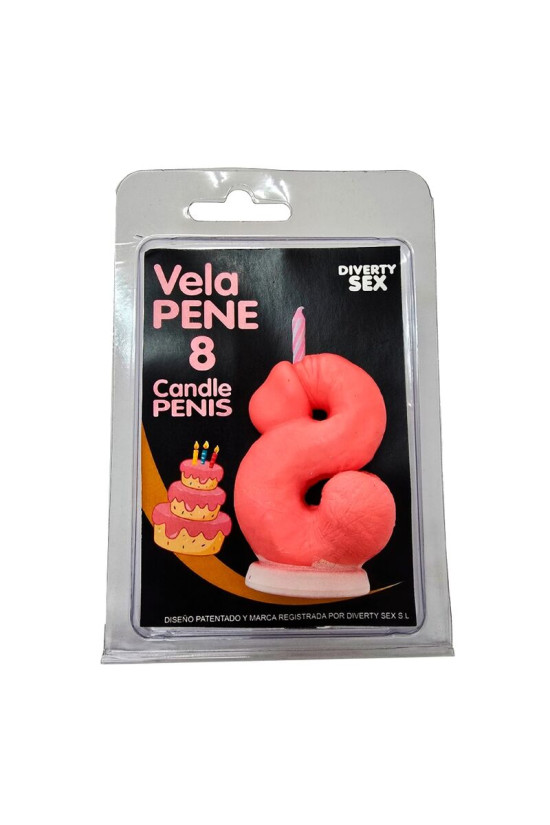 DIABLO PICANTE - CANDELA A FORMA DI PENE A FORMA DI NUMERO 8 COLORE ROSA