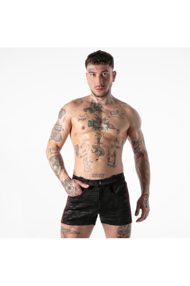 LOCKER GEAR - PANTALONCINI NERI CON ACCESSO MILITARE COMPLETO S
