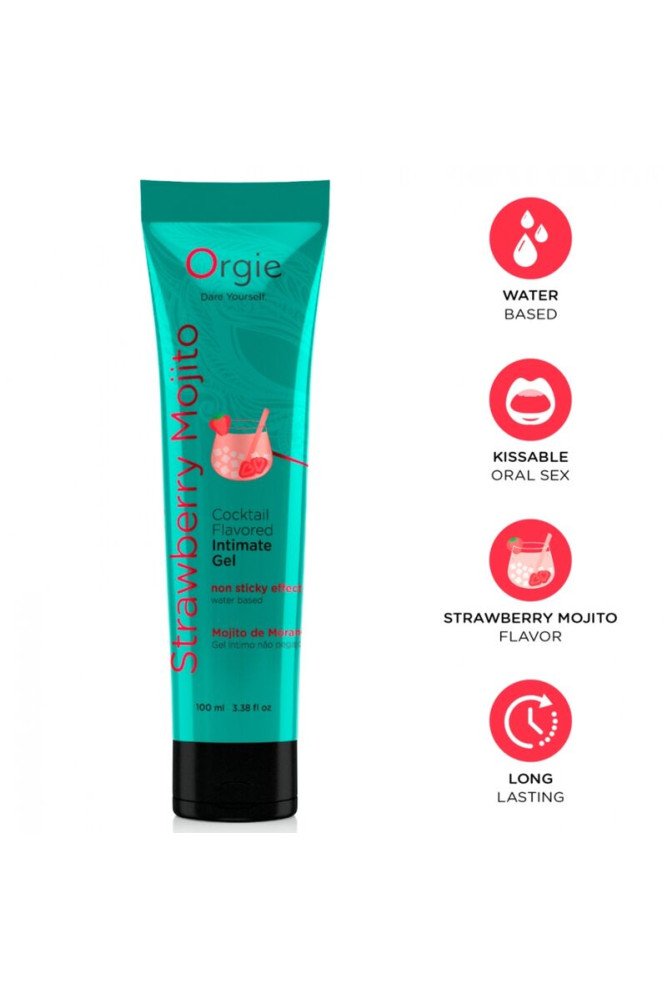 ORGIE - TUBO LUBRIFICANTE COCKTAIL FRAGOLA MOJITO GEL INTIMO BACIABILE A BASE DE ACQUA 100 ML
