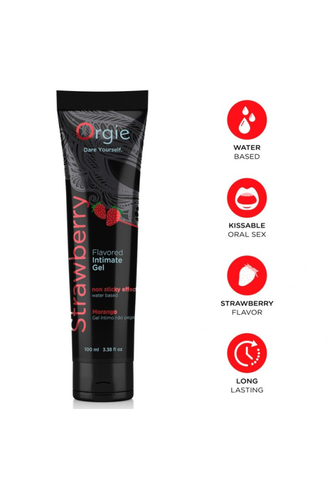ORGIE - TUBO LUBRIFICANTE ALLA FRAGOLA BACIABILE GEL INTIMO A BASE DE ACQUA 100 ML