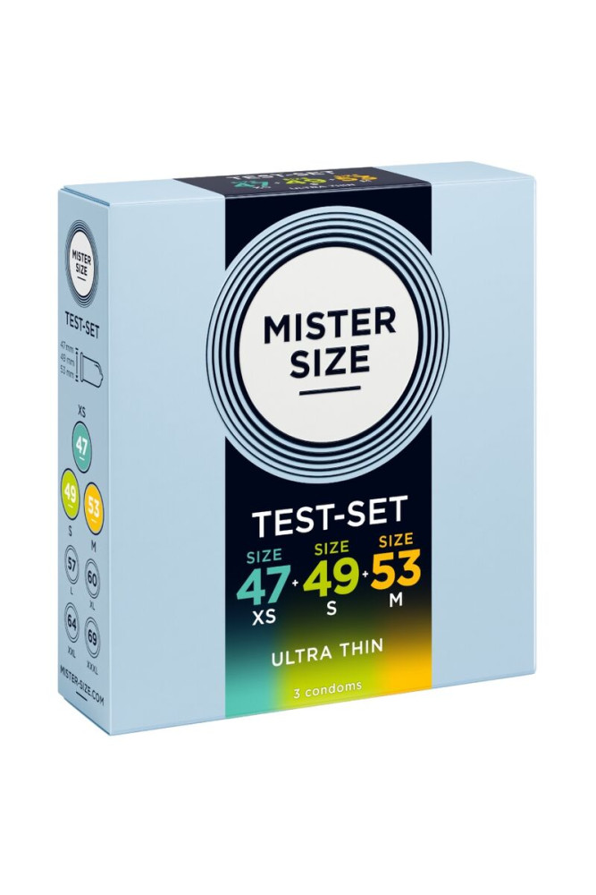 MISTER SIZE - CONFEZIONE CAMPIONE PRESERVATIVI MISURA 47-49-53 MM (3 UNITÀ)