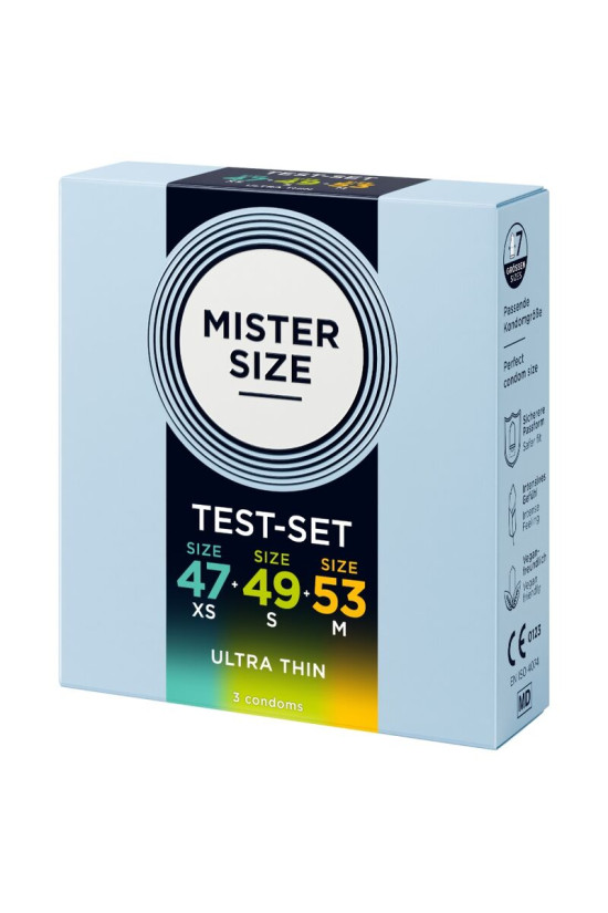MISTER SIZE - CONFEZIONE CAMPIONE PRESERVATIVI MISURA 47-49-53 MM (3 UNITÀ)