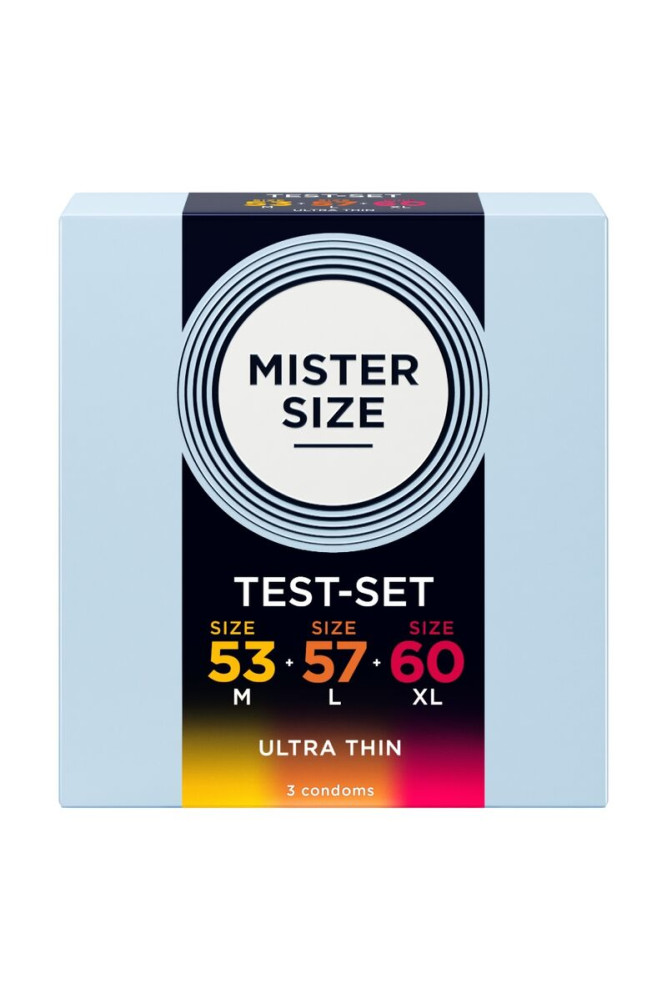 MISTER SIZE - CAMPIONE CONFEZIONE PRESERVATIVI MISURA 53-57-60 MM (3 UNITÀ)