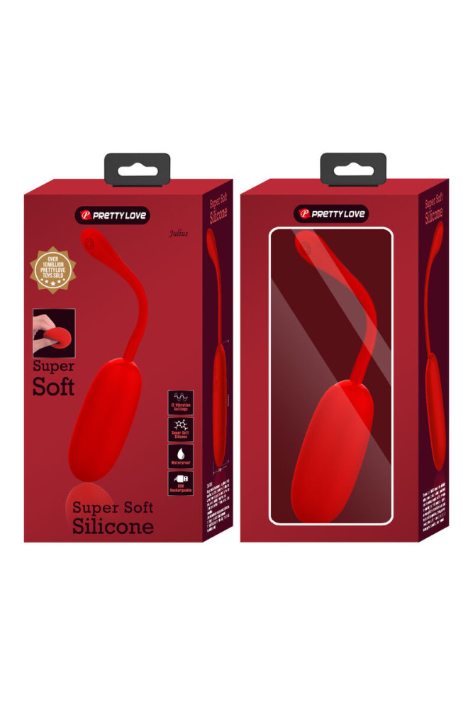 PRETTY LOVE - UOVO VIBRANTE JULIUS IMPERMEABILE-RICARICABILE ROSSO