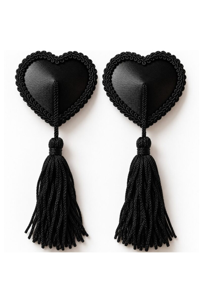 CHILIROSE - CR 4897 COPRI CAPEZZOLI A FORMA DI CUORE CON NASTRI NERI