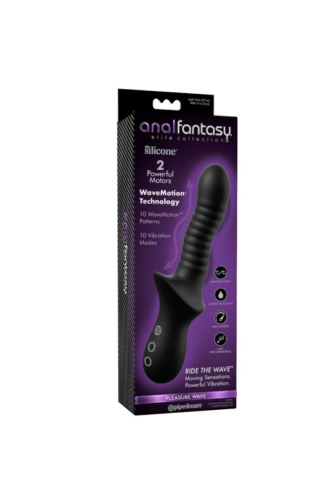 ANAL FANTASY ELITE - MASSAGGIATORE ANALE RICARICABILE NERO PLEASURE WAVE