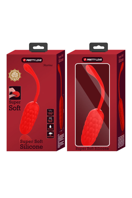 PRETTY LOVE - UOVO VIBRANTE CON TEXTURE MARINA RICARICABILE ROSSA