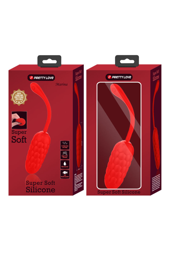 PRETTY LOVE - UOVO VIBRANTE CON TEXTURE MARINA RICARICABILE ROSSA