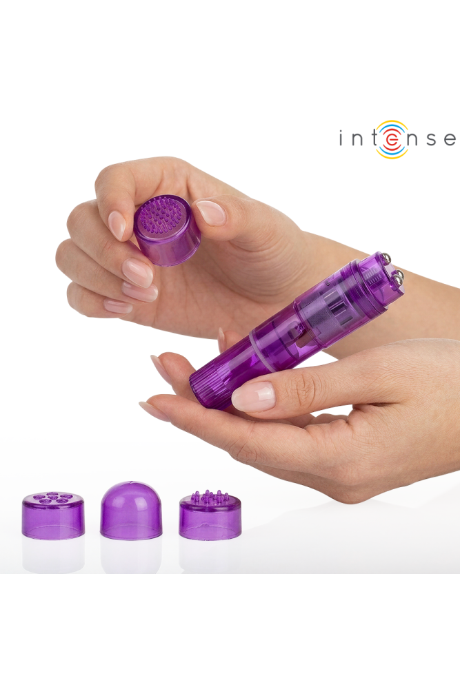 INTENSE - MINI MASSAGGIATORE KURT CON 4 TESTINE INTERCAMBIABILI VIOLA