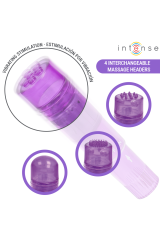 INTENSE - MINI MASSAGGIATORE KURT CON 4 TESTINE INTERCAMBIABILI VIOLA