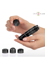 INTENSE - MINI MASSAGGIATORE KURT CON 4 TESTINE INTERCAMBIABILI NERO