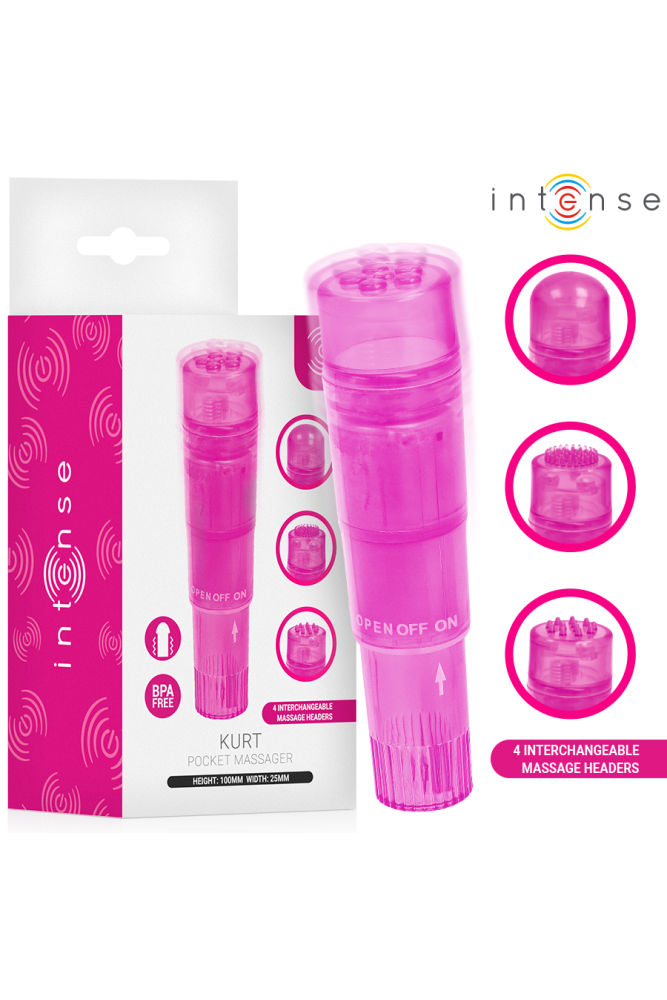 INTENSO - MINI MASSAGGIATORE KURT CON 4 TESTINE INTERCAMBIABILI ROSA