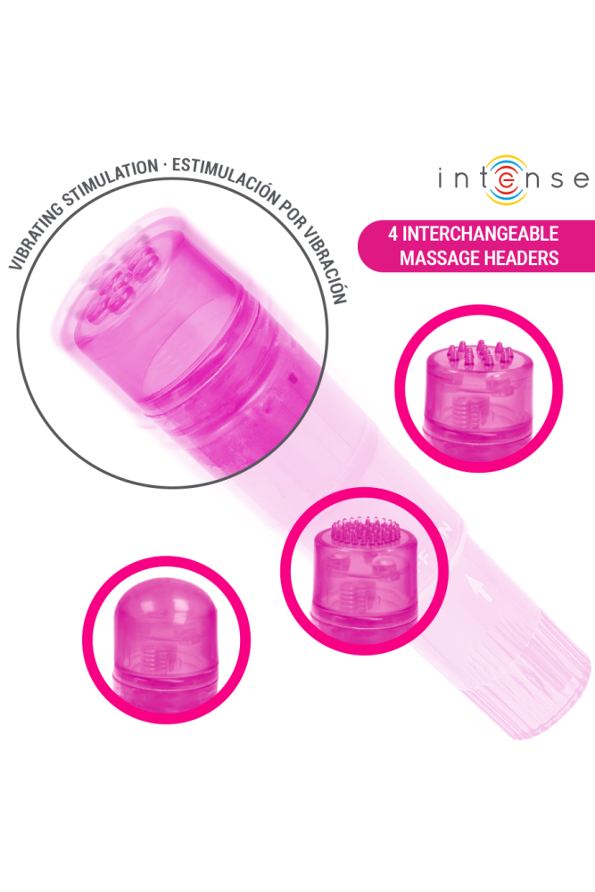 INTENSO - MINI MASSAGGIATORE KURT CON 4 TESTINE INTERCAMBIABILI ROSA