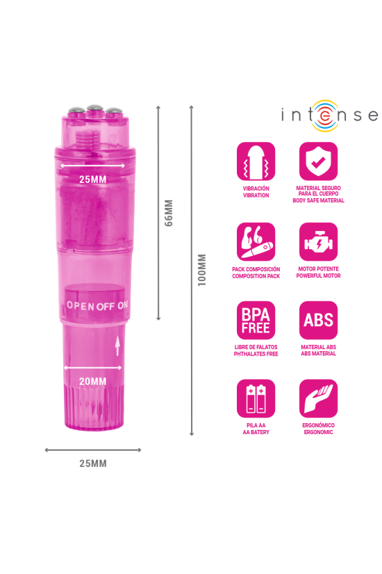 INTENSO - MINI MASSAGGIATORE KURT CON 4 TESTINE INTERCAMBIABILI ROSA