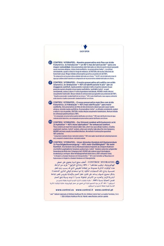 CONTROL - PRESERVATIVI ULTRA SOTTILI HYDRAFEEL CON ACIDO IALURONICO 10 PEZZI