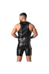 LOCKER GEAR - PUNCH HOLE LEATHERETTE GILET BLU S