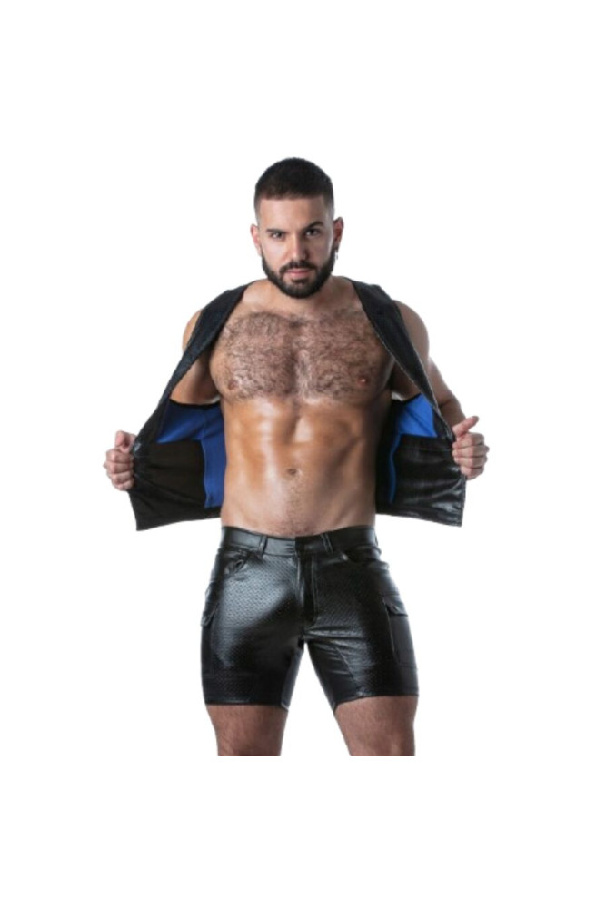 LOCKER GEAR - PUNCH HOLE LEATHERETTE GILET BLU M