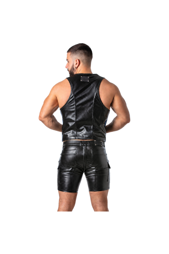 LOCKER GEAR - PUNCH HOLE LEATHERETTE GILET BLU XL