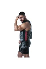 LOCKER GEAR - PUNCH HOLE LEATHERETTE GILET ROSSO S