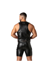 LOCKER GEAR - PUNCH HOLE LEATHERETTE GILET ROSSO M
