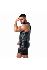 LOCKER GEAR - PUNCH HOLE LEATHERETTE GILET KAKI L