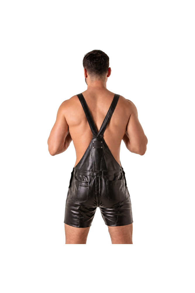 LOCKER GEAR - PUNCH HOLE LEATHERETTE SALOPETTE CORTA NERO L