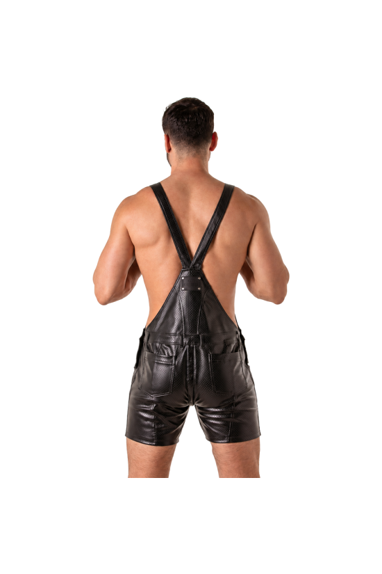 LOCKER GEAR - PUNCH HOLE LEATHERETTE SALOPETTE CORTA NERO XL
