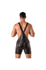 LOCKER GEAR - PUNCH HOLE LEATHERETTE SALOPETTE CORTA NERO XL