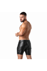 LOCKER GEAR - PUNCH HOLE LEATHERETTE PANTALONCINI CARGO NERO S