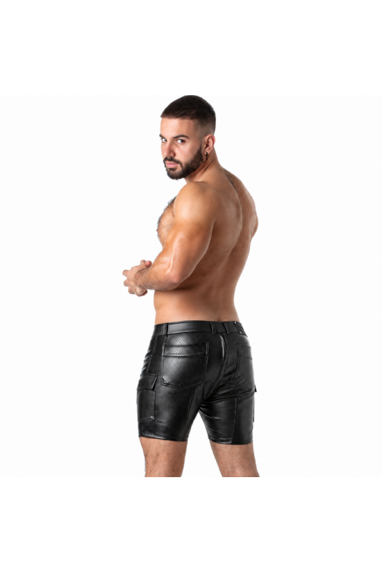 LOCKER GEAR - PUNCH HOLE LEATHERETTE PANTALONCINI CARGO NERO L