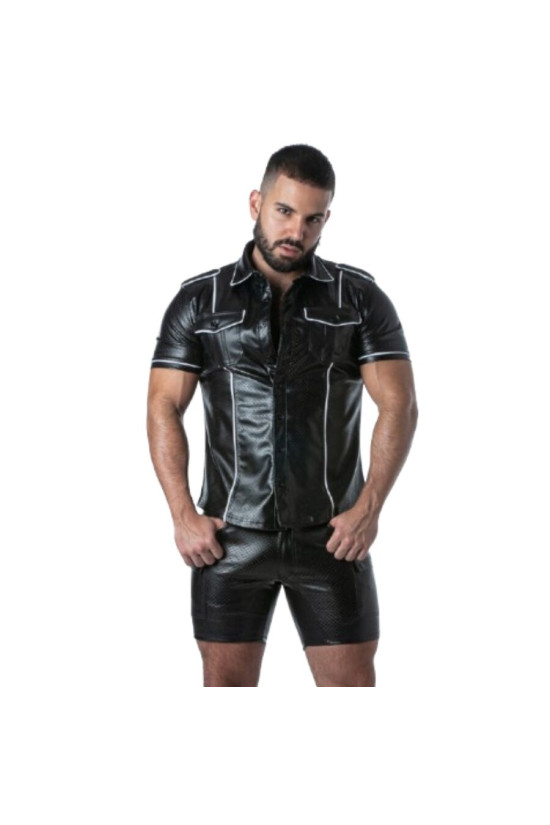 LOCKER GEAR - PUNCH HOLE LEATHERETTE CAMICIA BIANCO M