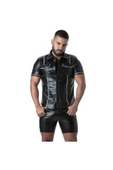 LOCKER GEAR - PUNCH HOLE LEATHERETTE CAMICIA BIANCO M