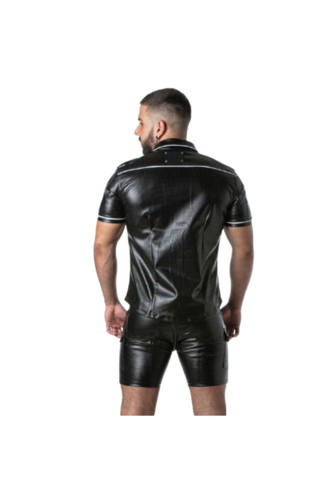LOCKER GEAR - PUNCH HOLE LEATHERETTE CAMICIA BIANCO M