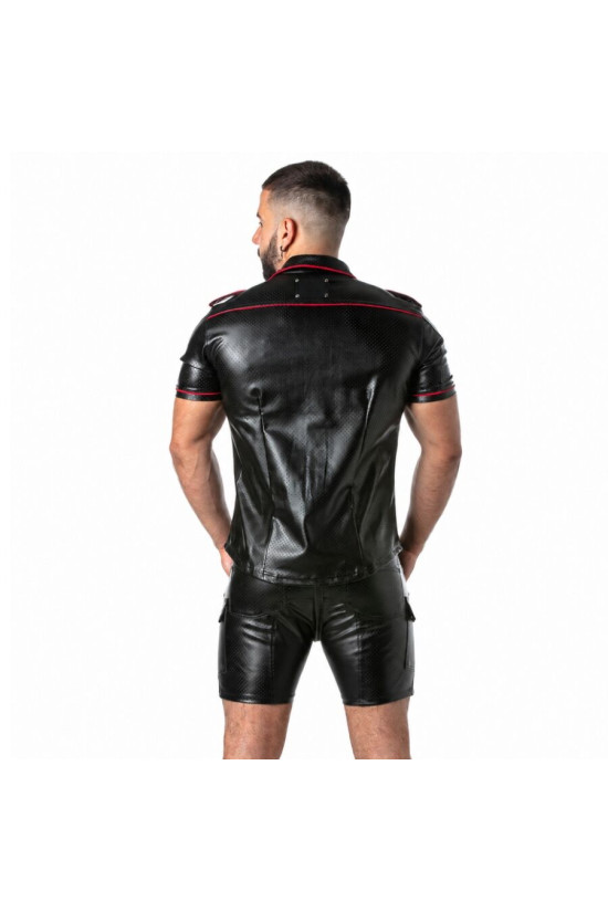 LOCKER GEAR - PUNCH HOLE LEATHERETTE CAMICIA ROSSO M